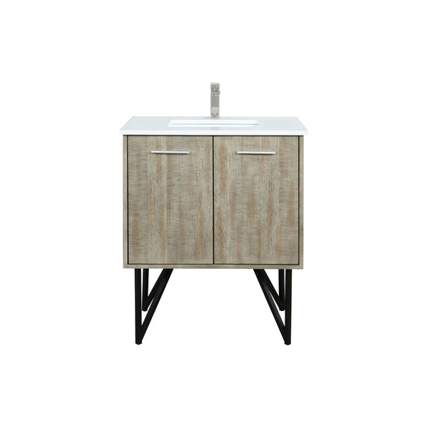 English Elm Rustic Acacia Bath Vanity 30" W With Cultured Marble Top & Brushed Nickel Faucet For Modern Elegance B2731P259670-GIGA