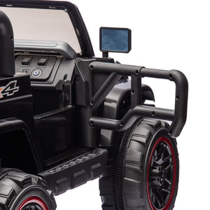 English Elm 24v Kids Electric Ride on Car with Parental Remote Rear Suspension and Bluetooth Audio Black W1578P228743