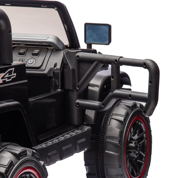 English Elm 24v Kids Electric Ride on Car with Parental Remote Rear Suspension and Bluetooth Audio Black W1578P228743