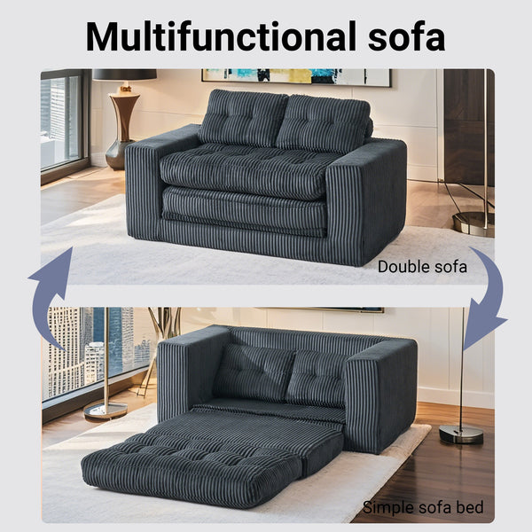 English Elm Loveseat Sofa Bed - Memory Foam Comfort, Space-Saving Design, No Assembly Required, Stylish Corduroy Fabric W2959P379140