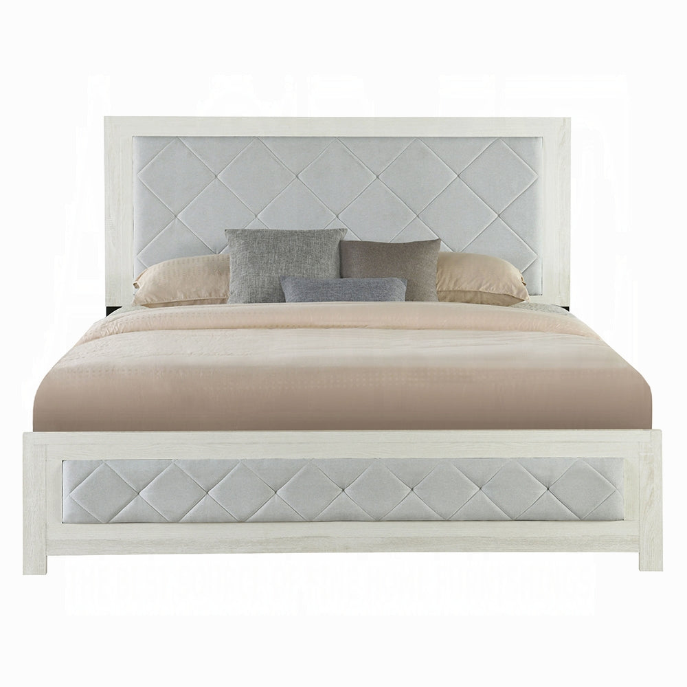 English Elm Modern Twin-Over-Full Bunk Bed with Angled Ladder, Solid Hardwood Frame and Patented Lock Joint Beige 87 L x 12 W x 6 H B2741S00703