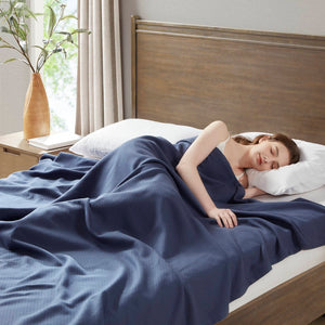 English Elm Blanket King Size Ring-spun Cotton Woven Patterned Layer for Cozy Bedroom Nights B035P294132