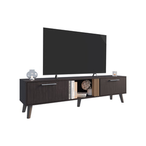 English Elm TV Engineered Wood Media Console with 3 Drawers & 3 Open Shelves, Durable Eco-Friendly Storage Solution Black+ khaki 75.2 L x 19.29 W x 3.94 H B097P262384