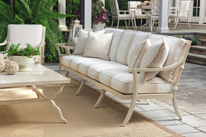 Lexington Tommy Bahama Outdoor 3239-947c Elegant Square Cocktail Table With Custom Porcelain Tops And Chic French Botanical Design Antiqued White Wood 3239-947c