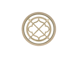 Lexington Tommy Bahama Outdoor 3239-950 Elegant Round End Table With Quatrefoil Design And Chic Glass Top For Outdoor Spaces Antiqued White Wood 3239-950