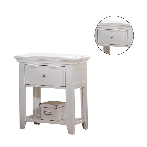 English Elm 1 Drawer White Nightstand With Open Shelf - Modern Design For Stylish Bedroom Storage Solutions B016P253591