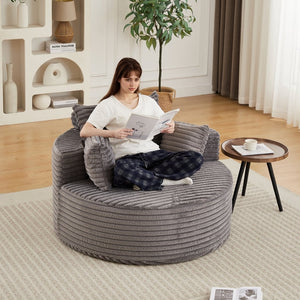 English Elm 50"l Corduroy Oversized Sleeper Chair with Neck Pillow Support for Lounge or Bedroom Grey W834P405864