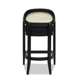 English Elm Americana Mid-Century Modern 26" Cane Back Counter Stool, Jet Black Woven