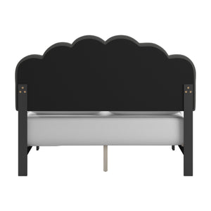 Yulee Scalloped Upholstered Platform Bed with Led Headboard Bouclé Glam Bedroom Frame