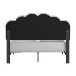 Yulee Scalloped Upholstered Platform Bed with Led Headboard Bouclé Glam Bedroom Frame