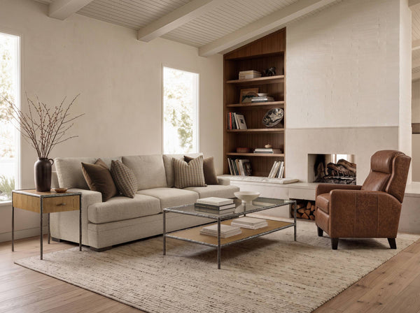 Bernhardt Hampton Push-back Leather Recliner Bustle Back Support for Living Rooms