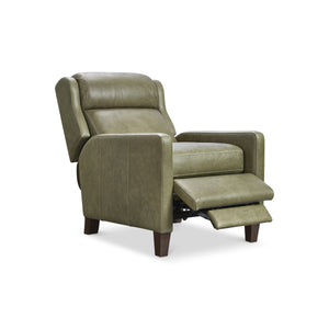 Bernhardt Hampton Push-back Leather Recliner with Bustle Back and Padded Headrest