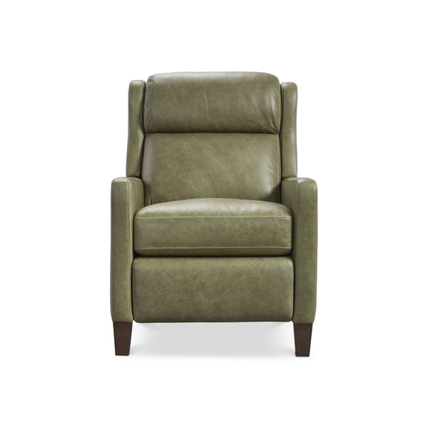 Bernhardt Hampton Push-back Leather Recliner with Bustle Back and Padded Headrest