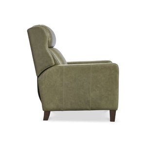 Bernhardt Hampton Push-back Leather Recliner with Bustle Back and Padded Headrest