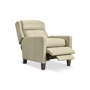 Bernhardt Hampton Leather Push Back Recliner with Bustle and Padded Headrest