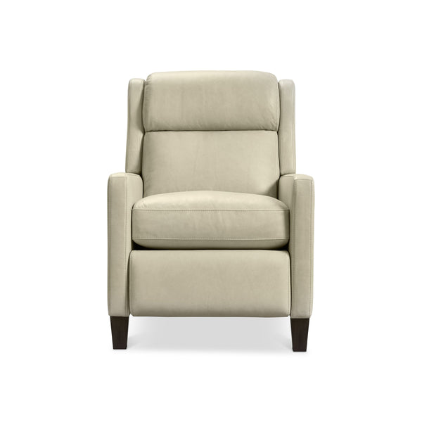 Bernhardt Hampton Leather Push Back Recliner with Bustle and Padded Headrest
