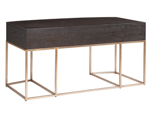 Lexington Sligh Brookings Contemporary Writing Desk With Mocha Finish And Silver Hardware For Elegant Workspaces Mocha Wood 323-410