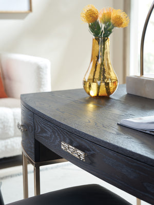 Lexington Sligh Brookings Contemporary Writing Desk With Mocha Finish And Silver Hardware For Elegant Workspaces Mocha Wood 323-410