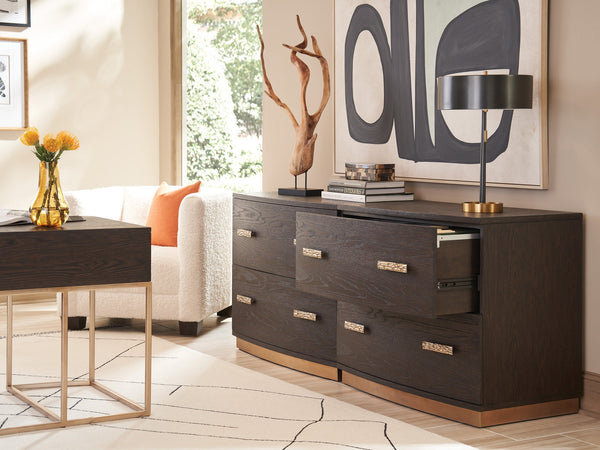 Lexington Sligh Carson Contemporary File Chest In Rich Mocha With Silver Hardware & Full-extension Drawers Mocha Wood 323-450