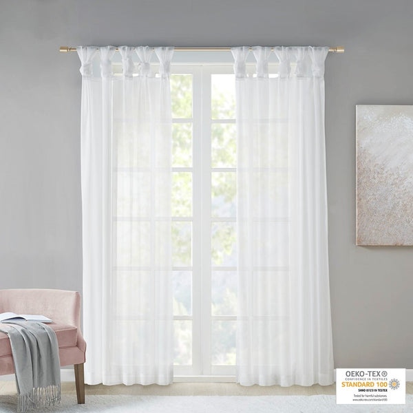 English Elm Twist Tab Voile Sheer Window Panels - Elegant Light-Diffusing Drapes For Privacy & Style, 84” Long B03598188-GIGA
