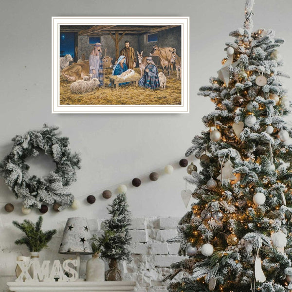 English Elm Trendy Decor 4u Nativity Scene Framed Canvas Print Bonnie Mohr Faith Inspired Wall Art B067P252299