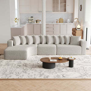 English Elm 131.1-inch Chenille Cloud Curved Sectional with Chaise and Ten Plush Pillows W3505S00010