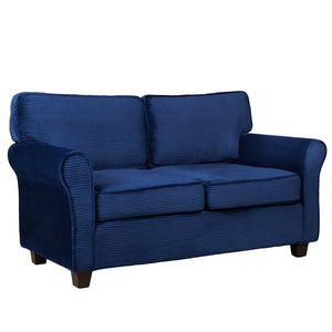English Elm 57" Corduroy Two Seater Sofa Removable Cushions Solid Wood Frame Compact Living Room Blue W2715P433632