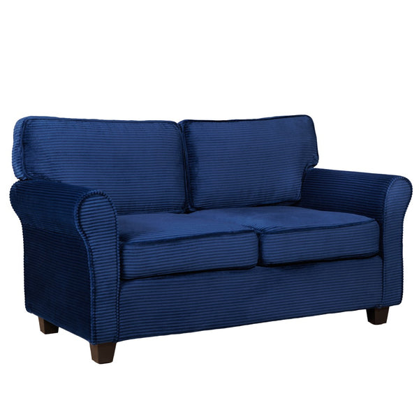 English Elm 57" Corduroy Two Seater Sofa Removable Cushions Solid Wood Frame Compact Living Room Blue W2715P433632