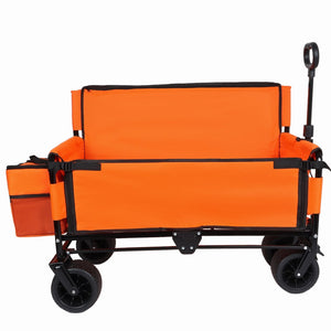 English Elm 3-in-1 Convertible Folding Wagon with 500lb Steel Frame and All-terrain Swivel Wheels Orange W2932P390463