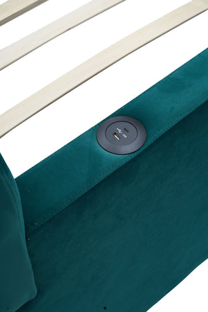 English Elm Twin Upholstered Daybed with Trundle Sofa Bed for Guest Room, Pine Wood Frame, Velvet Upholstery, Sturdy Slat Support and Full-Length Comfort Emerald W1361S00024