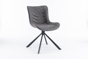 English Elm Mid-Century Modern Swivel Wingback Dining Chair Set Of 2 - Elegant Leather Accent Chairs In Dark Gray T3903P405992