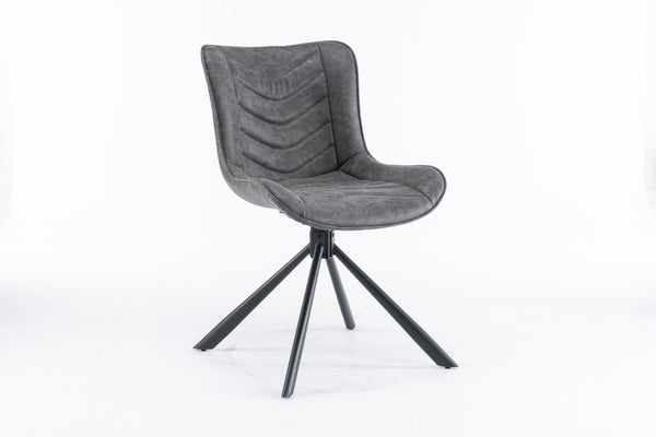 English Elm Mid-Century Modern Swivel Wingback Dining Chair Set Of 2 - Elegant Leather Accent Chairs In Dark Gray T3903P405992