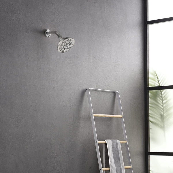 English Elm 6 High-Pressure Shower Head 5" Rain Fixed Ceiling-Mount with 6 Spray Modes, Anti-Clog Nozzles, Easy Install, Low-Flow Performance Brushed Nickel T3177P277454