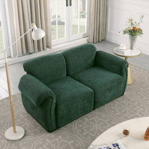 English Elm 102 Inch Linen Modular Sectional Sofa with Hidden Storage and Cloud Cushion Comfort Green W1099S00202