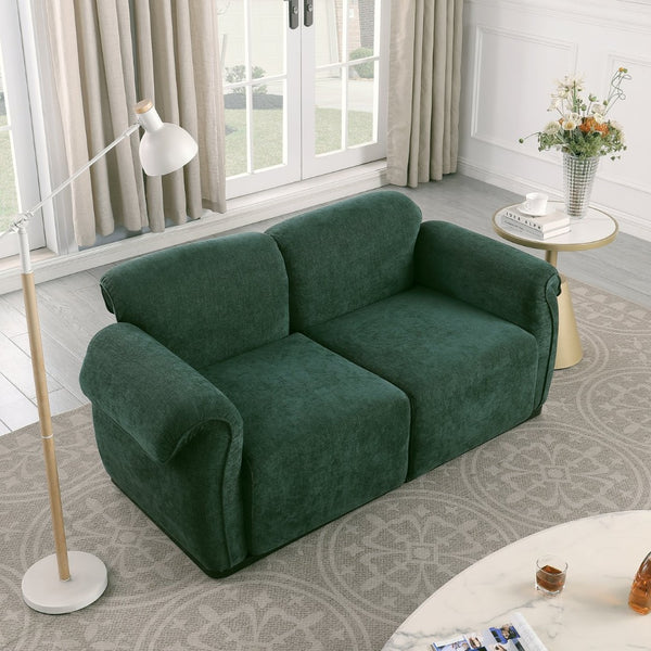 English Elm 102 Inch Linen Modular Sectional Sofa with Hidden Storage and Cloud Cushion Comfort Green W1099S00202