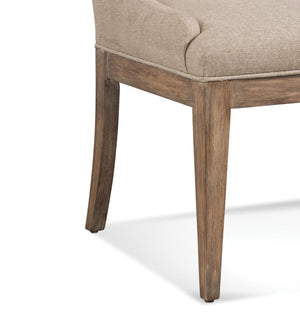 Basset Mirror Buxton Wrap-around Arm Dining Chair Set Of 2 In Oatmeal Textured Fabric With Natural Wood Accents Brown Rubberwood Solids 3241-dr-800-2