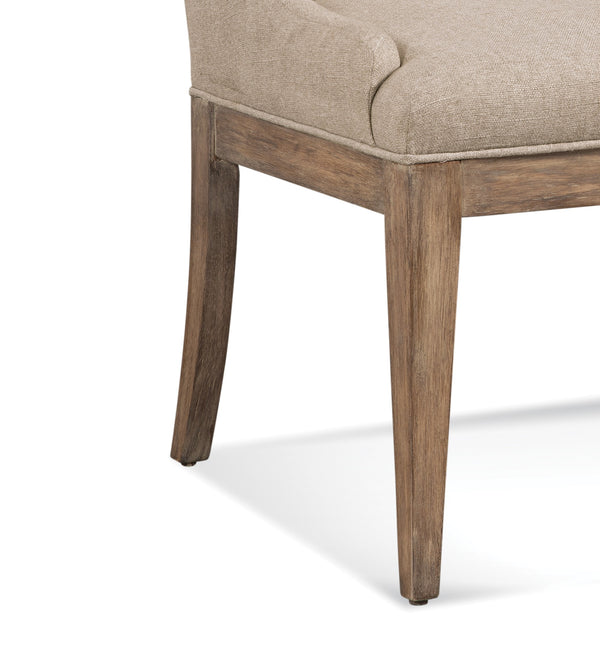 Basset Mirror Buxton Wrap-around Arm Dining Chair Set Of 2 In Oatmeal Textured Fabric With Natural Wood Accents Brown Rubberwood Solids 3241-dr-800-2