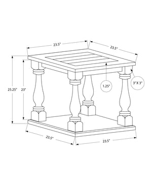 English Elm Accent Square Two-Tier Table with Grooved Top and Turned Legs, Compact Nightstand with Shelf, Brown Veneer Espresso 30 L x 30 W x 9 H B2710P219479