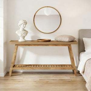 English Elm Hall Console Table Industrial Rustic Two Tier Wood Tone Metal Frame Entryway Sofa Light Brown T3971P451487