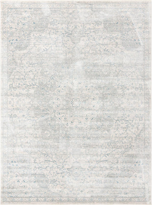 Unique Loom Newport Elms Machine Made Medallion Rug Gray, Ivory/Blue 9' 0" x 12' 2"