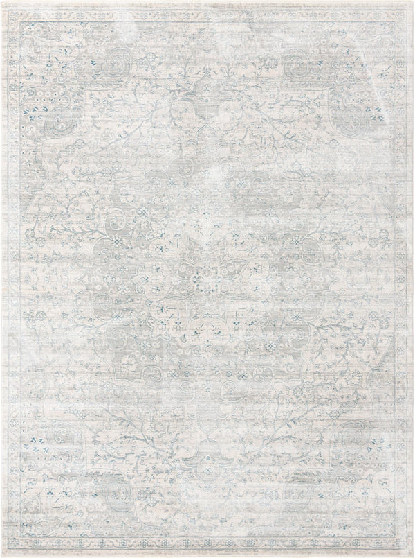 Unique Loom Newport Elms Machine Made Medallion Rug Gray, Ivory/Blue 9' 0" x 12' 2"