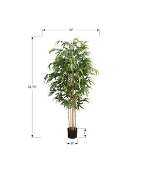 English Elm Artificial Monstera Tree 83" Tall Realistic Floor Plant with 78 Lush Leaves in Black Pot, No Maintenance Green 85 L x 10 W x 10 H B2710P287118