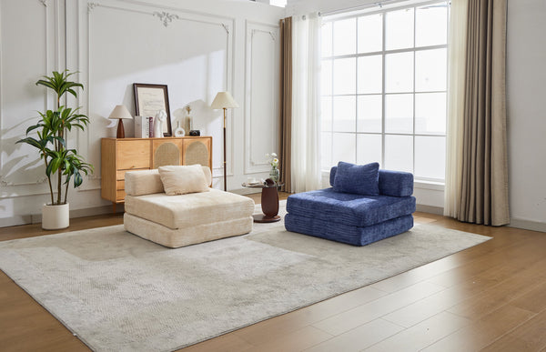 English Elm Compression Convertible Floor Sofa Bed - Chenille Single Seater Modular Couch For Small Spaces W3723P345640
