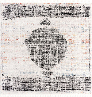 Unique Loom Aramis Selif Machine Made Tribal Rug Ivory, Black/Light Blue/Rust Red/Orange 10' 0" x 10' 0"