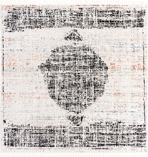 Unique Loom Aramis Selif Machine Made Tribal Rug Ivory, Black/Light Blue/Rust Red/Orange 10' 0" x 10' 0"