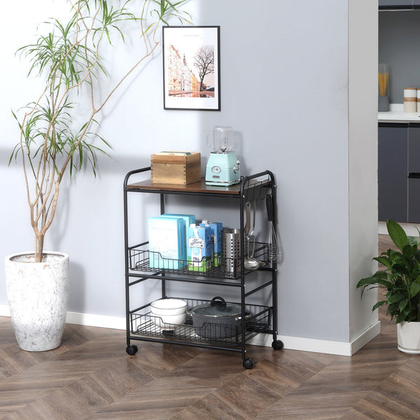 English Elm HOMCOM Rustic Chevron 3-Door Sideboard Buffet with Push-Open Doors, Adjustable Shelves & Metal Legs Walnut W2225P217409