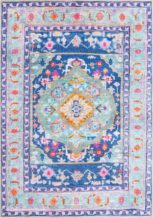 Unique Loom Timeless Philip Machine Made Medallion Rug Blue, Black/Ivory/Green/Gold/Red/Pink/Orange 7' 7" x 10' 6"