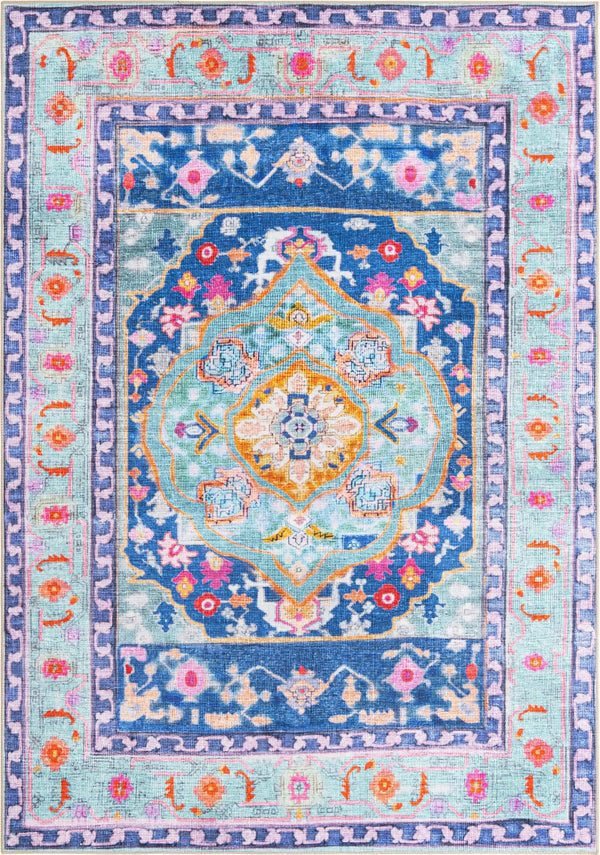Unique Loom Timeless Philip Machine Made Medallion Rug Blue, Black/Ivory/Green/Gold/Red/Pink/Orange 7' 7" x 10' 6"