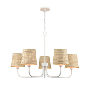 Abaca 34'' Wide 5-Light Chandelier - Textured White 32457/5 Elk Lighting