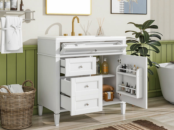 English Elm 36'' Modern Bathroom Vanity With Ceramic Sink, Soft-Close Drawers, Ample Storage & Elegant Design N710P230246K